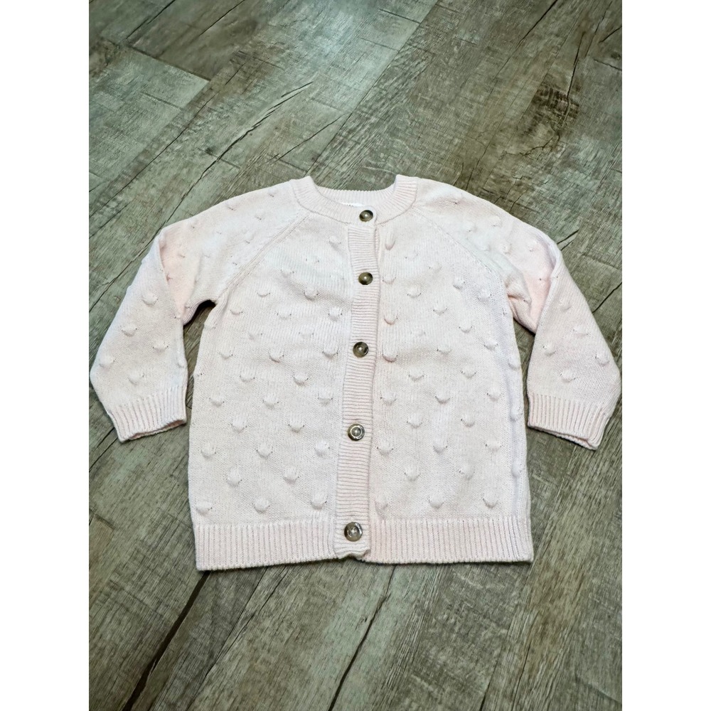Cat & Jack Baby Girls Baby Pink Popcorn Knit Button Front Cardigan Sweater‎ 18M